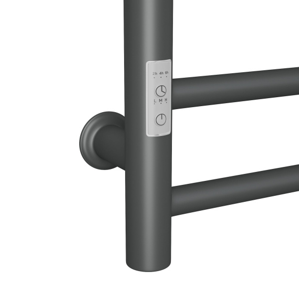 Полотенцесушитель электрический Маргроид BAU В10 Gun Grey 50х80, П8 темно-серый металлик с таймером с таймером слева