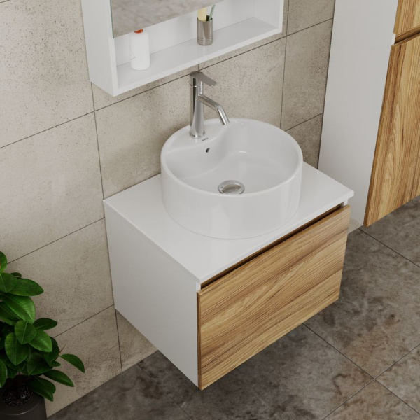 Комплект для ванной, 3 предмета (тумба Bau Dream Blackwood 80 + раковина чаша BAU Dream D41, белая, смеситель высокий Hotel Still)