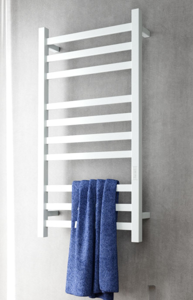 Полотенцесушитель электрический профильный BAU Hotel 50х100, 10 планок, универсальный, белый полуматовый