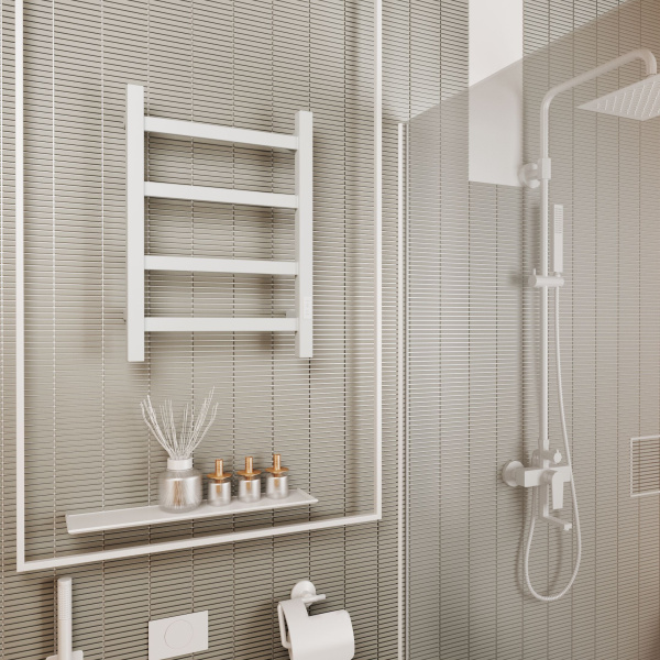 Полотенцесушитель электрический профильный BAU Hotel 40х60, 4 планки , универсальный, белый полуматовый