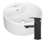 Раковина для ванной накладная круглая BAU Element D40, с отверстием под смеситель, белая + смеситель Hotel Black, черный