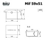 Мойка для кухни BAU Mif Black stone 59х51, выпуск с сифоном в комплекте, черный камень