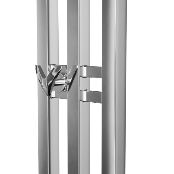 Полотенцесушитель дизайнерский электрический, профильный BAU Stella Square 12х160, 3 коллектора, 2 крючка, нерж. сталь полированная