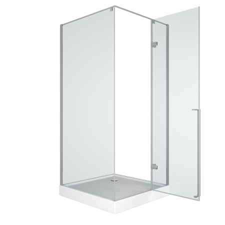 Душевой уголок квадратный BAU Stil pattern 90х90х200, с поддоном 12,5 см, закаленное стекло 6 мм, профиль хромированный алюминий, с сифоном