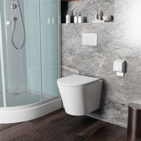 Унитаз подвесной безободковый вихревой Bau Nimb Hurricane с системой смыва "Торнадо", быстросъемное тонкое сиденье дюропласт микролифт