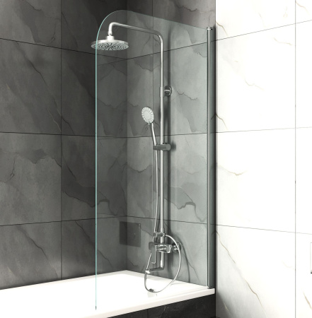 Шторка на ванну BAU Dream поворотная 140x80, прозрачное закаленное стекло 6 мм, хромированный профиль