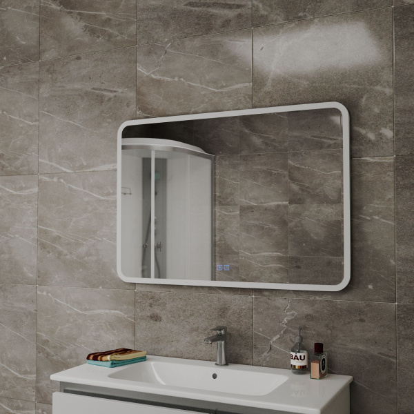 Зеркало Bau Stil 100х70, LeD подсветка, сенсор, антипар, пластиковый защитный корпус