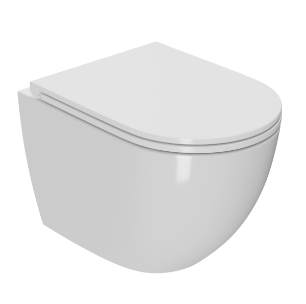 Унитаз подвесной безободковый вихревой Bau Dream Hurricane, быстросъемное тонкое сиденье дюропласт микролифт BL0001-HQ