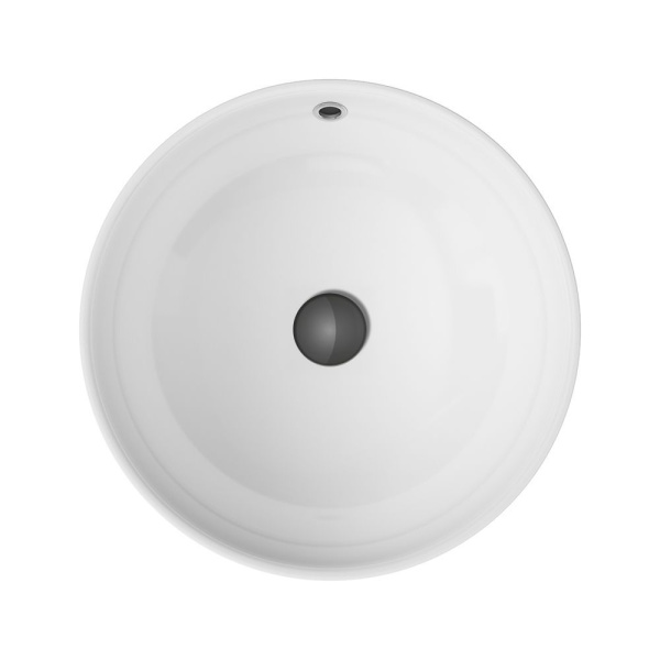 Раковина накладная со смесителем и выпуском (круглая BAU Dream D41, белая + смеситель Hotel Still, нер. сталь, выпуск клик-клак черный)