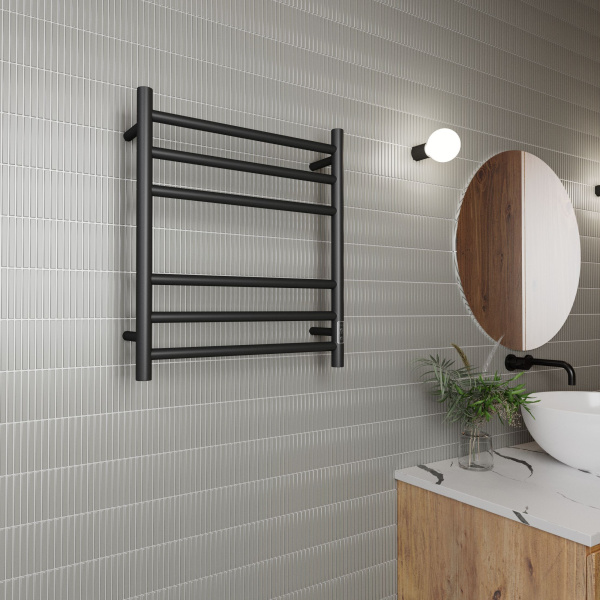 Полотенцесушитель электрический BAU Stil 50х60, 6 планок, универсальный, черный матовый RAL 9005