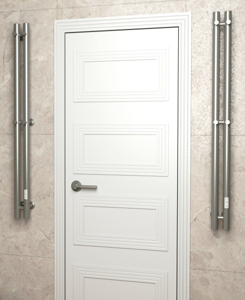 Полотенцесушитель, дизайн-радиатор электрический Маргроид BAU Inaro 120х6, 4 крючка, нержавеющая сталь, с таймером