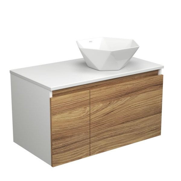 Тумба с раковиной (тумба подвесная под раковину Bau Dream Blackwood 80 + раковина накладная на столешницу BAU Crystal 40х40, белая)