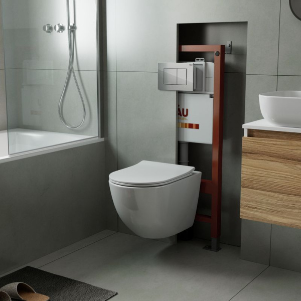 Комплект BAU 6 в 1: инсталляция BAU PRO, унитаз подвесной безободковый Bau Dream PRO-2, быстросъемное сиденье микролифт, клавиша BAU Stil, хром