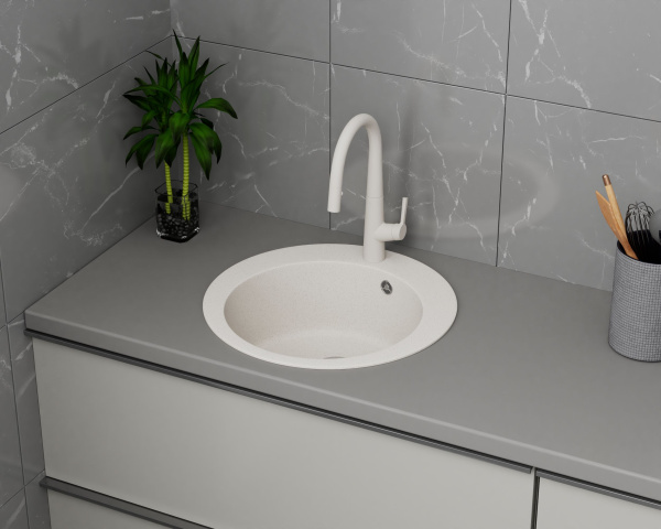 Мойка для кухни BAU Dream Pro D 48, без выпуска, белый песок