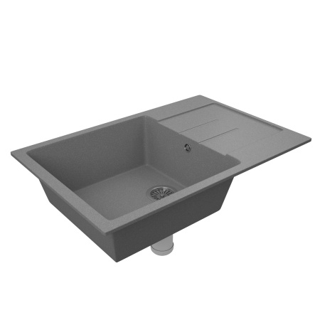 Мойка для кухни оборачиваемая с крылом BAU Stil Gray stone 76х50, выпуск с сифоном в комплекте, серый камень