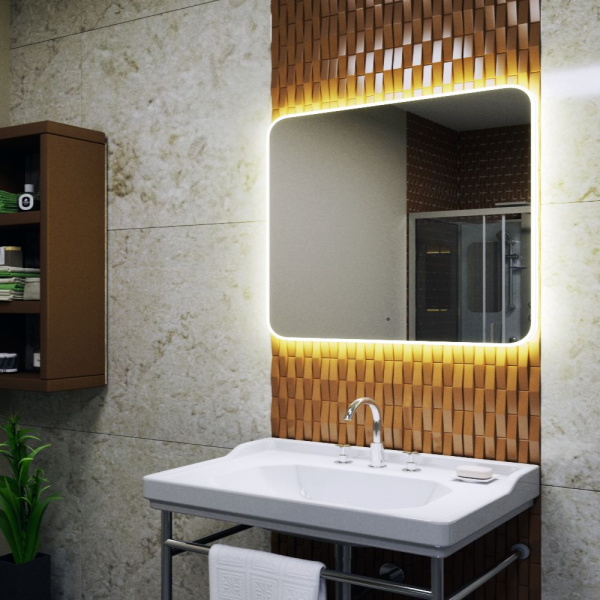 Зеркало Bau Hotel Limited Edition 1000х800, сенсор на взмах, c LED подсветкой, защитный корпус с высокой светопроницаемостью, теплый свет