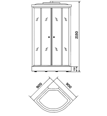 Душевая кабина BAU Dream 90x90х215, прозрачное закаленное стекло, черная