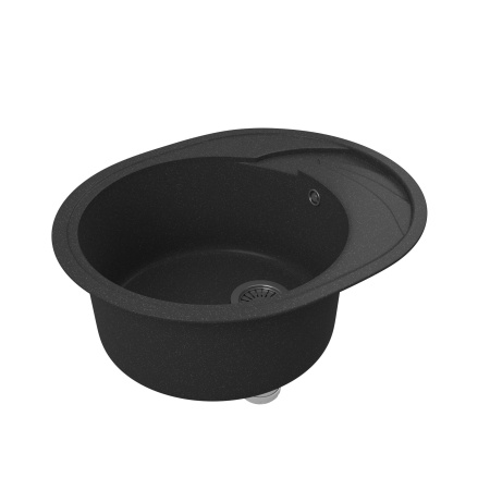 Мойка для кухни оборачиваемая овальная BAU Nimb Black stone 58х47, выпуск с сифоном в комплекте, черный камень