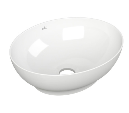 Раковина накладная со смесителем и выпуском (овальная BAU Nimb 41х33, белая + смеситель Hotel Still, нер. сталь, выпуск клик-клак белый)