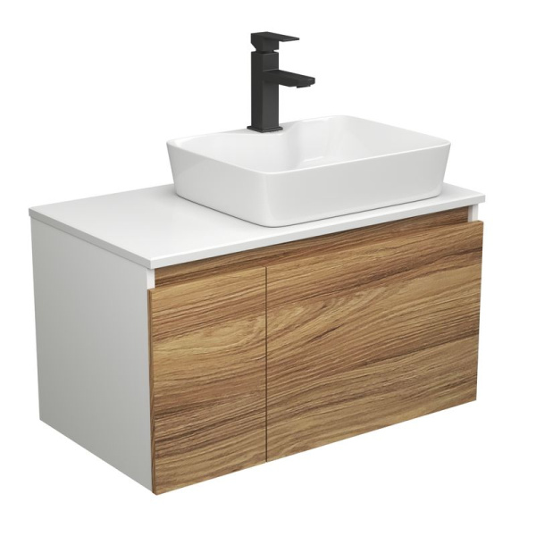 Комплект для ванной, 3 предмета (тумба Bau Dream Blackwood 80 + раковина BAU Cerama 48х37, с отверстием под смеситель, белая, смеситель Hotel Black)