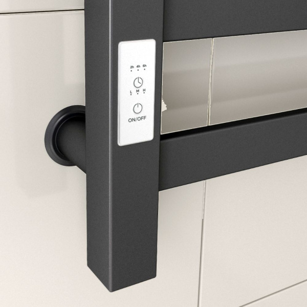 Полотенцесушитель электрический профильный Маргроид BAU Gun Grey В81/10 30х80 темно-серый металлик с таймером с таймером слева