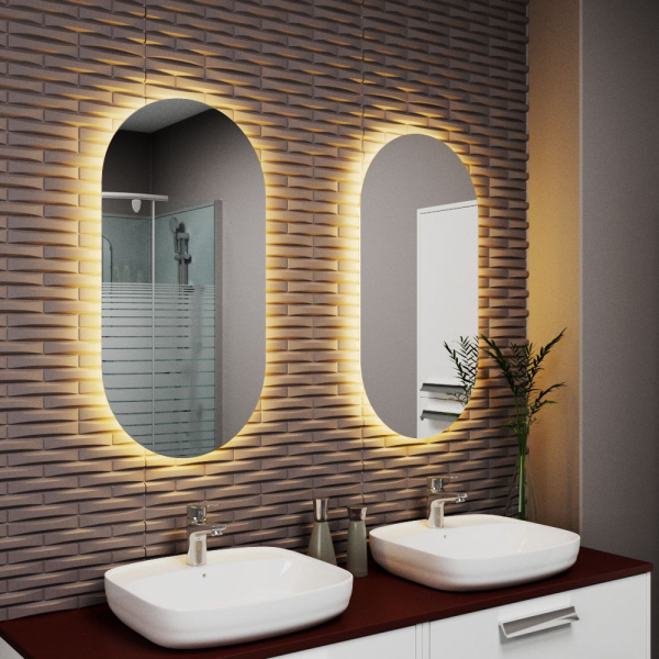 Зеркало Bau Resort Limited Edition 400х800, сенсор на взмах, c LED подсветкой, защитный корпус с высокой светопроницаемостью, теплый свет