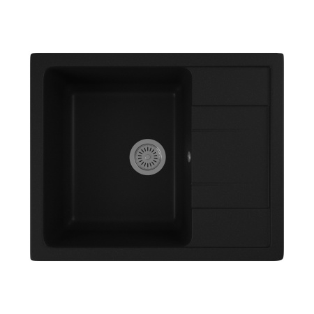 Мойка для кухни оборачиваемая с крылом BAU Stil Black coal 61х50, выпуск с сифоном в комплекте, черный уголь