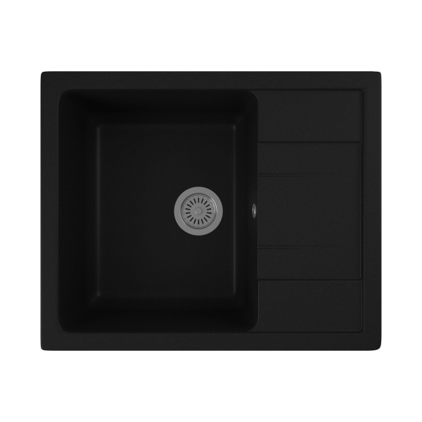 Мойка для кухни оборачиваемая с крылом BAU Stil Black coal 61х50, выпуск с сифоном в комплекте, черный уголь