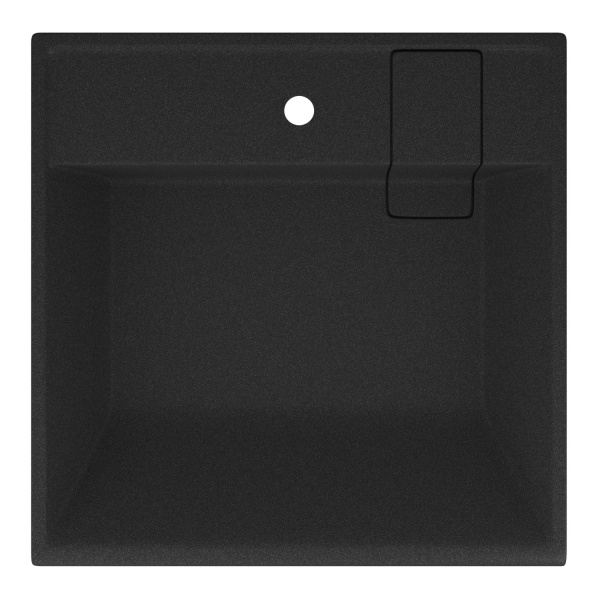 Раковина над стиральной машиной BAU Stil кварцевая в комплекте с выпуском и кронштейнами, черный металлик