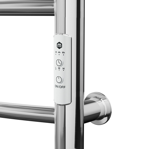 Полотенцесушитель электрический Маргроид BAU В10 50х80, П8 (3+3+2) с таймером справа, нерж. сталь, хром