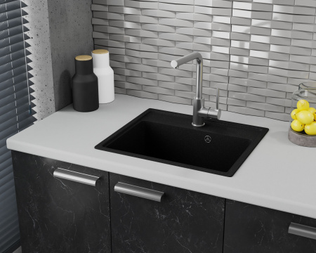 Мойка для кухни BAU Stil Pro 49х42, без выпуска, черный камень