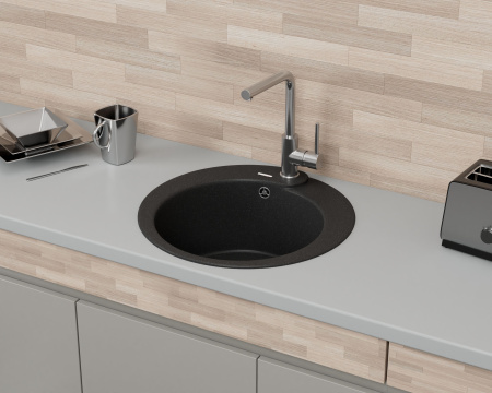 Мойка для кухни врезная кварцевая в комплекте с сифоном BAU Dream Anthracite 51, антрацит