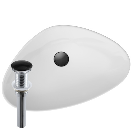 Раковина накладная на столешницу BAU Triangle 59х39, белая, выпуск клик клак, черный