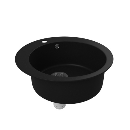 Мойка для кухни BAU Dream Black coal D 50, выпуск с сифоном в комплекте, черный уголь