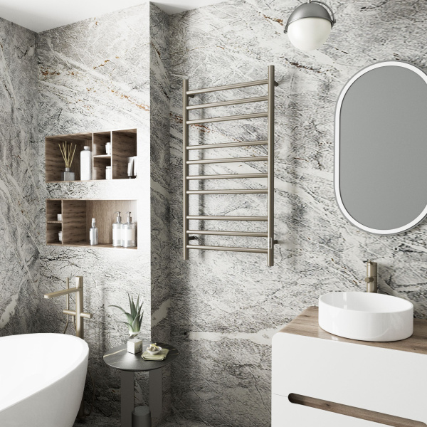 Полотенцесушитель электрический BAU Stil 50х100, 10 планок, универсальный, антикварная бронза