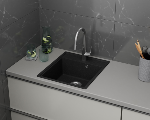 Мойка для кухни BAU Stil Pro 43х49, без выпуска, черный камень