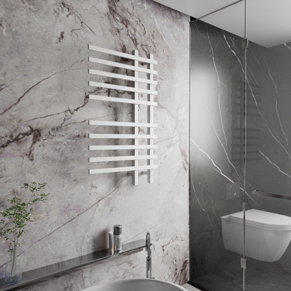 Полотенцесушитель дизайнерский электрический, профильный BAU Wind 60х100, 10 планок, белый полуматовый