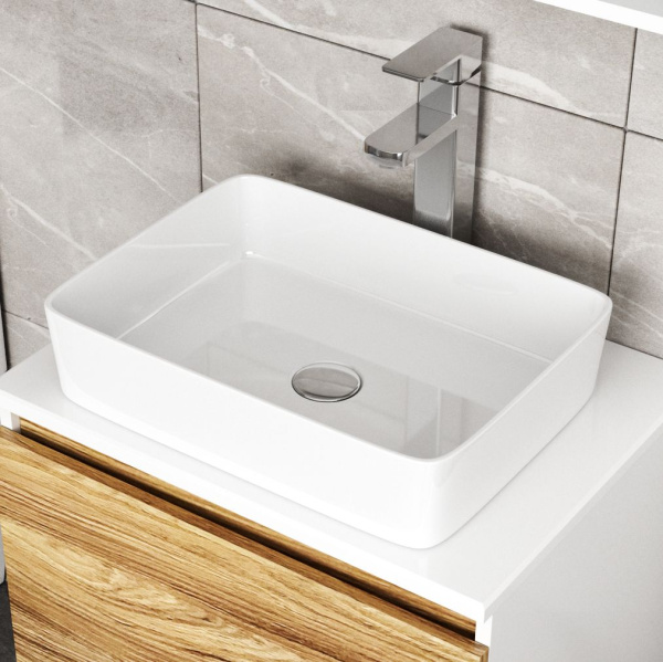 Комплект для ванной, 3 предмета (Тумба Bau Dream Blackwood 60, раковина BAU Hotel 48х37, смеситель для раковины высокий Hotel Still, нержавеющая сталь)