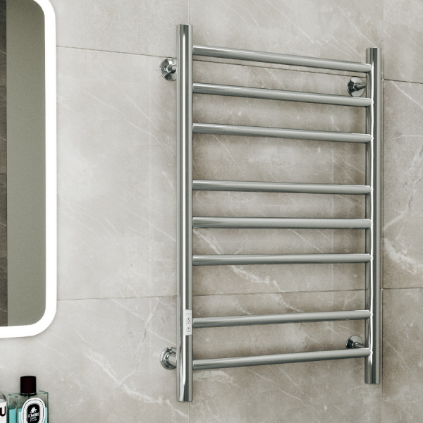 Полотенцесушитель электрический Маргроид BAU В10 50х80, П8 (3+3+2) с таймером слева, нерж. сталь, хром