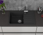 Мойка для кухни оборачиваемая с крылом BAU Stil Black stone 75х50, выпуск с сифоном в комплекте, черный камень