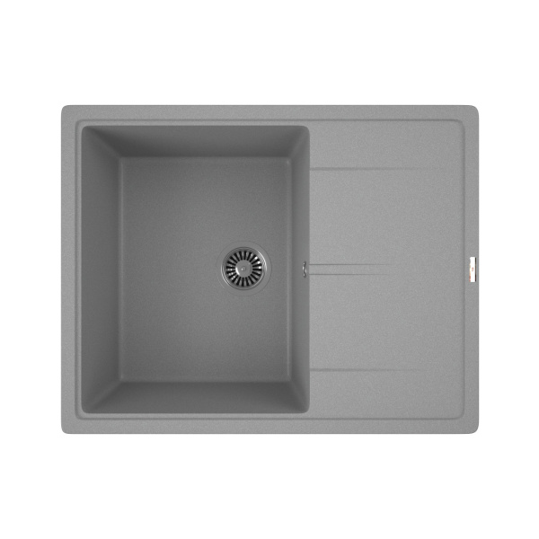 Мойка для кухни врезная кварцевая в комплекте с сифоном BAU Stil Gray silk 65х51, серый шёлк