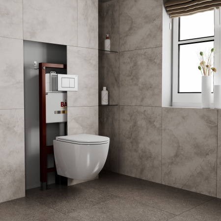 Унитаз подвесной безободковый торнадо обратного потока Bau Dream 52х36 Hurricane-5, сиденье дюропласт микролифт