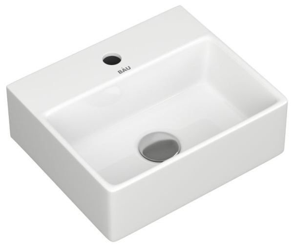 Раковина прямоугольная накладная BAU Cerama Mini 33х28, с отверстием под смеситель, белая