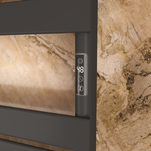 Полотенцесушитель дизайнерский электрический BAU Spectrum Black 94х50, подключение справа, черный матовый