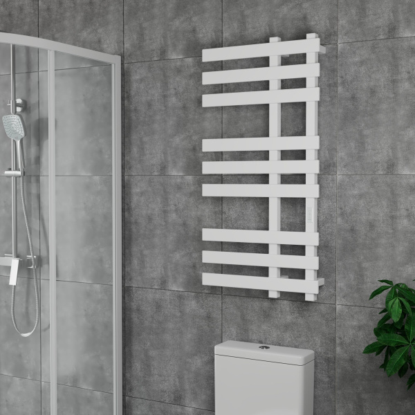 Полотенцесушитель дизайнерский электрический, профильный BAU Blizzard 50х100, 9 планок, белый полуматовый