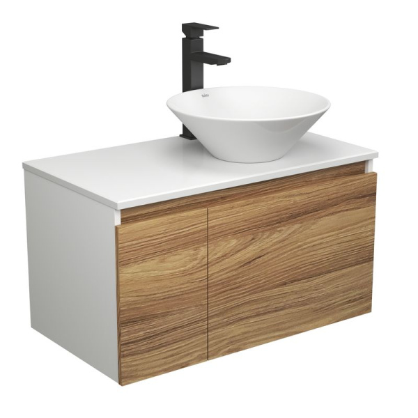 Комплект для ванной, 3 предмета (тумба Bau Dream Blackwood 80 + раковина BAU Dream D43, белая, смеситель высокий Hotel Black)