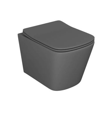 Унитаз подвесной безободковый Bau Stil Dark Matt Grey 51, сиденье дюропласт микролифт, темно-серый матовый