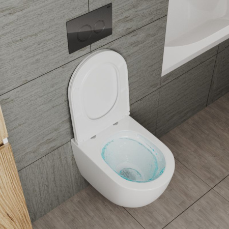 Унитаз подвесной безободковый с вихревым смывом Bau Dream Hurricane3, закрытый снизу, микролифт