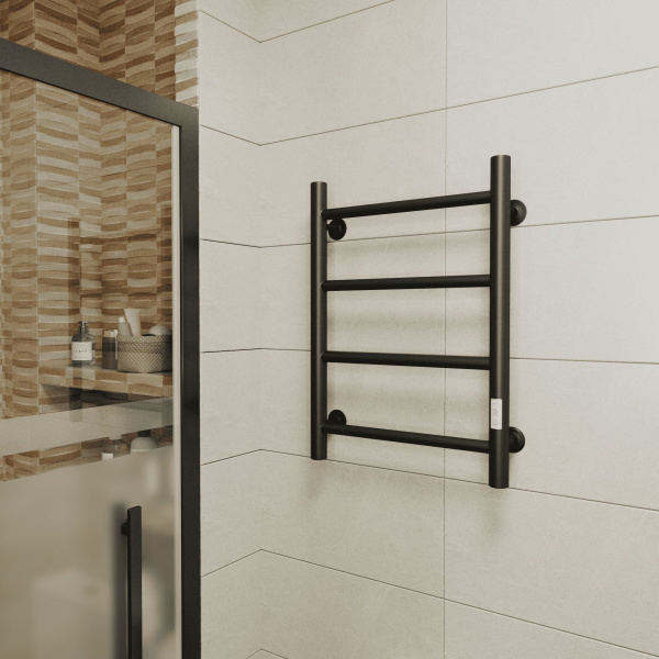 Полотенцесушитель электрический Маргроид BAU В10 40х60, П4 с таймером справа, скрытый монтаж черный матовый