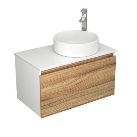 Комплект для ванной, 4 предмета (Тумба Bau Dream Blackwood 80, раковина BAU Dream круглая D41, смеситель для раковины высокий Hotel Still, нержавеющая сталь, выпуск клик клак, хром)